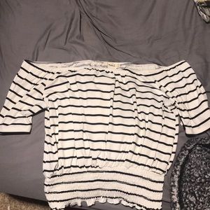 Cropped off the shoulder striped top